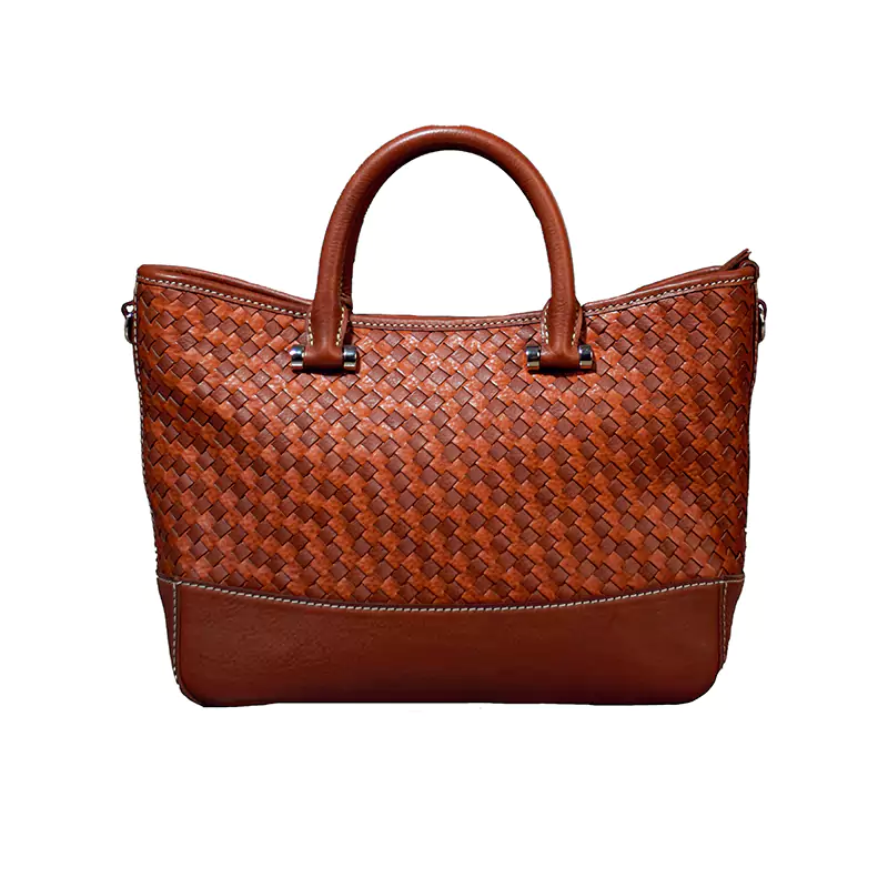 Crossbody taske i vævet læder